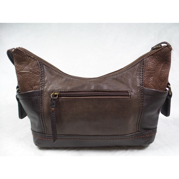 The Sak Handbags - The Sak Kendra Hobo Leather Shoulder Bag Brown Zipper Pockets